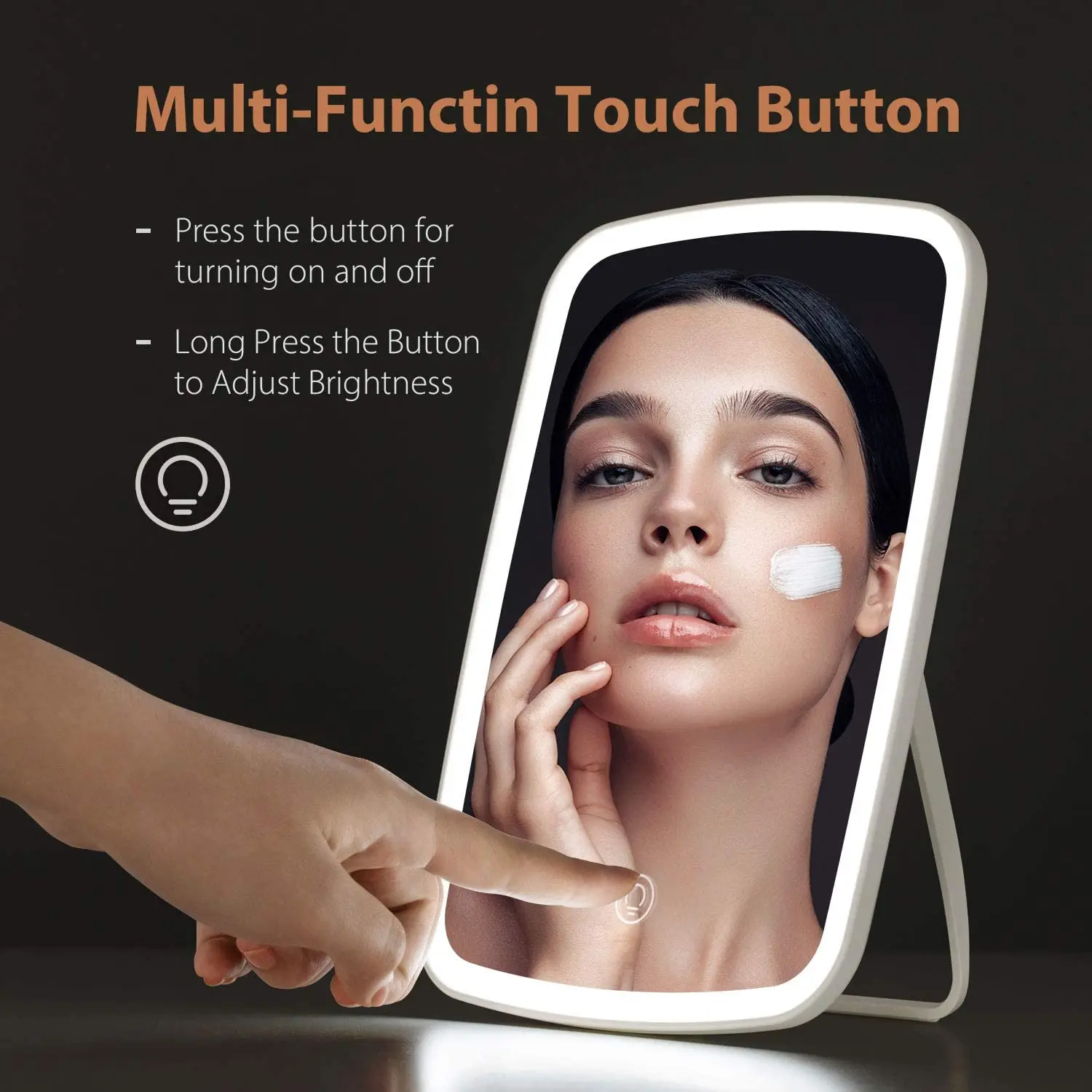 2022  portable personal  best selling vanity mirror with 3 color lights stand up led makeup smart beauty mirror with light