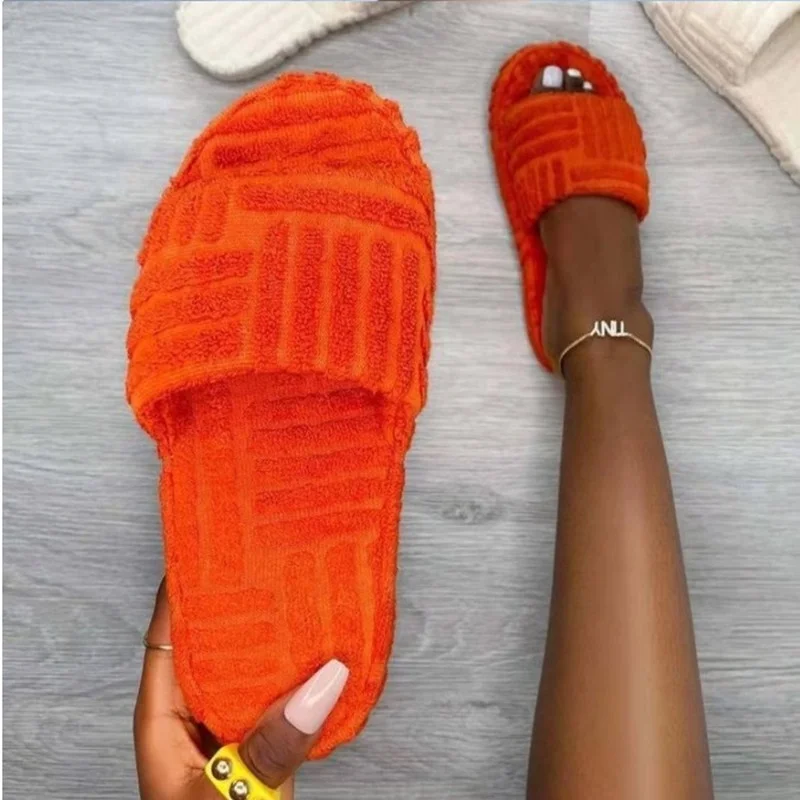 China Manufacturer Autumn And Winter flip flop sandals for women and ladies Bottom Soft Non-slip orange Cotton winter Slippers