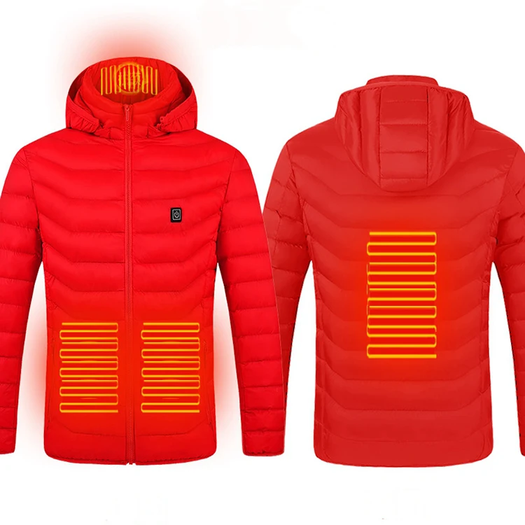 Outdoor Windproof Washable Rechargeable Coats Heated Warm Jacket with Hood for Unisex