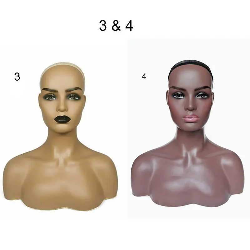 
2pcs PVC+PE Female Mannequin Head With Shoulder For Wig Display Makeup Mannequin Head Women Face Mannequin Heads 