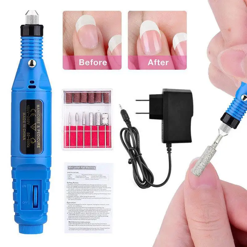 Professional Electric Nail Drill Machine 7 Colors Electric Nail Sander Electric Manicure Tool Nail Drill Machine With Bits Set