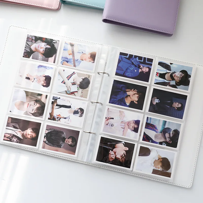 Large PU Leather Case Binder Photo Album Solid Color Collect Book for Photo 3 Inch Pictures Fujifilm Instax Mini Films