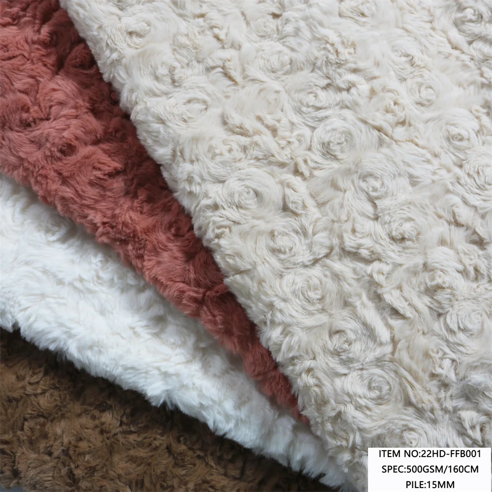 Oeko-tex certification Polyester suitable for carpet Rabbit Faux Fur fabric with brush design plush fabric