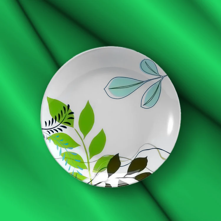 Pottery Barn Banana Leaf Design Melamine Dinner Plate