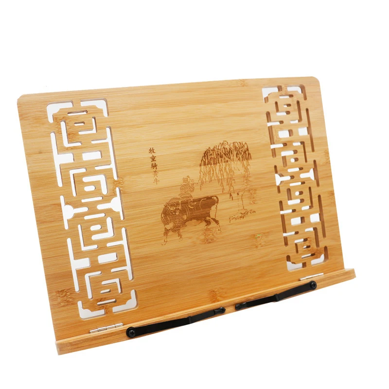 
Cookbook Reading Desk Portable Sturdy Lightweight Bookstand Bamboo Book Stand 
