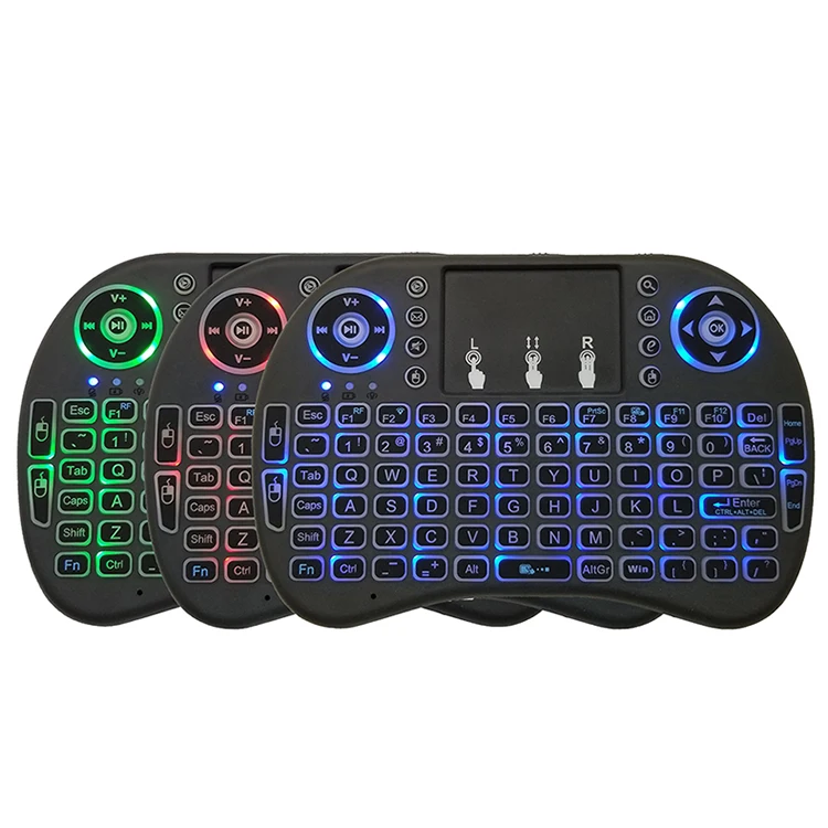 2.4GHz wireless mini custom one handed touchpad gaming rgb keyboard mouse set for smart tv laptop