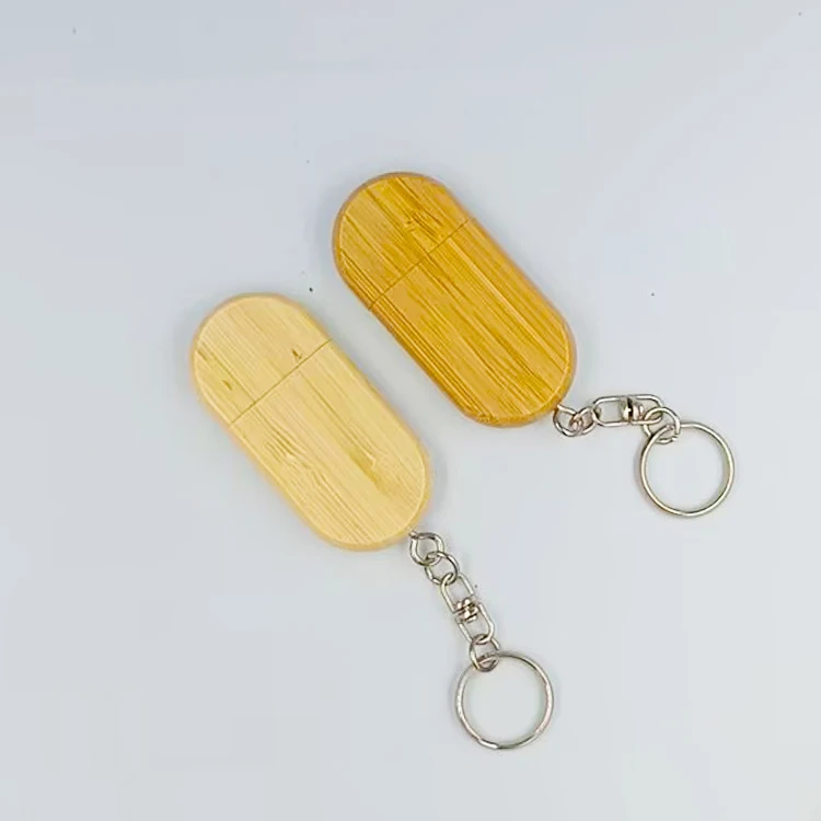 High Quality Customizable Wooden USB Flash Drive with Key Ring 2GB to 64GB Supports Custom Logo for Promotions