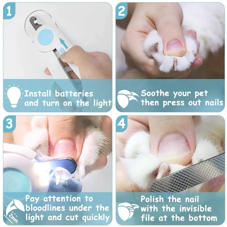 LED Light Avoid Over-Cutting Trimmers Professional Small Animal Bird Pet Dog Cat Claw Trimmer Care with free Nail