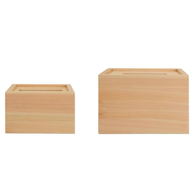 Wholesale Unfinished Natural Color Bamboo Wood Paper Storage Box Organizer Wooden Tissue Box Holder for Kitchen Bathroom