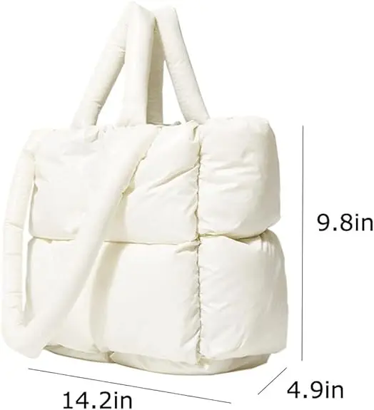 Custom Cotton Filling Quilted Puffer Tote Bag Quilted Women Luxury Handbag Soft Shoulder Bag