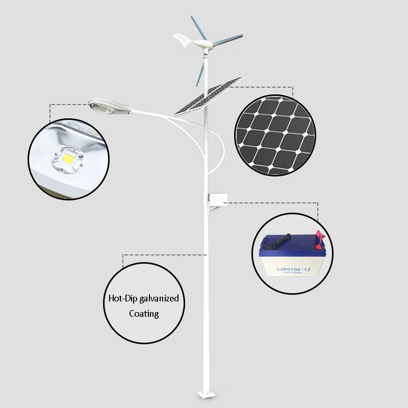 60 Watt Vertical Wind Turbine LED Wind Solar Street Light