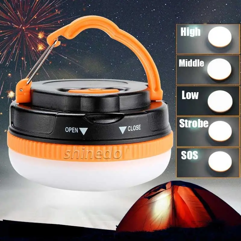 Portable LED Lantern With Magnet Waterproof Hanging Tent Light Battery/USB Camping Lamp