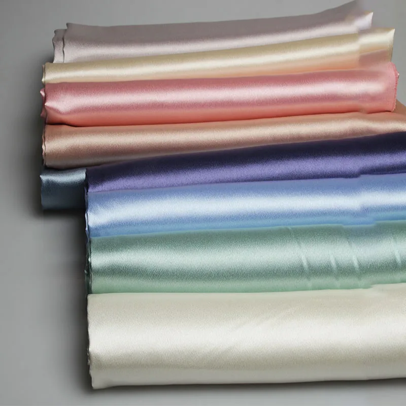 silk satin fabrics for clothing dresses lining fabric textile raw material manufacturer 100 Polyester stretch fabric satin