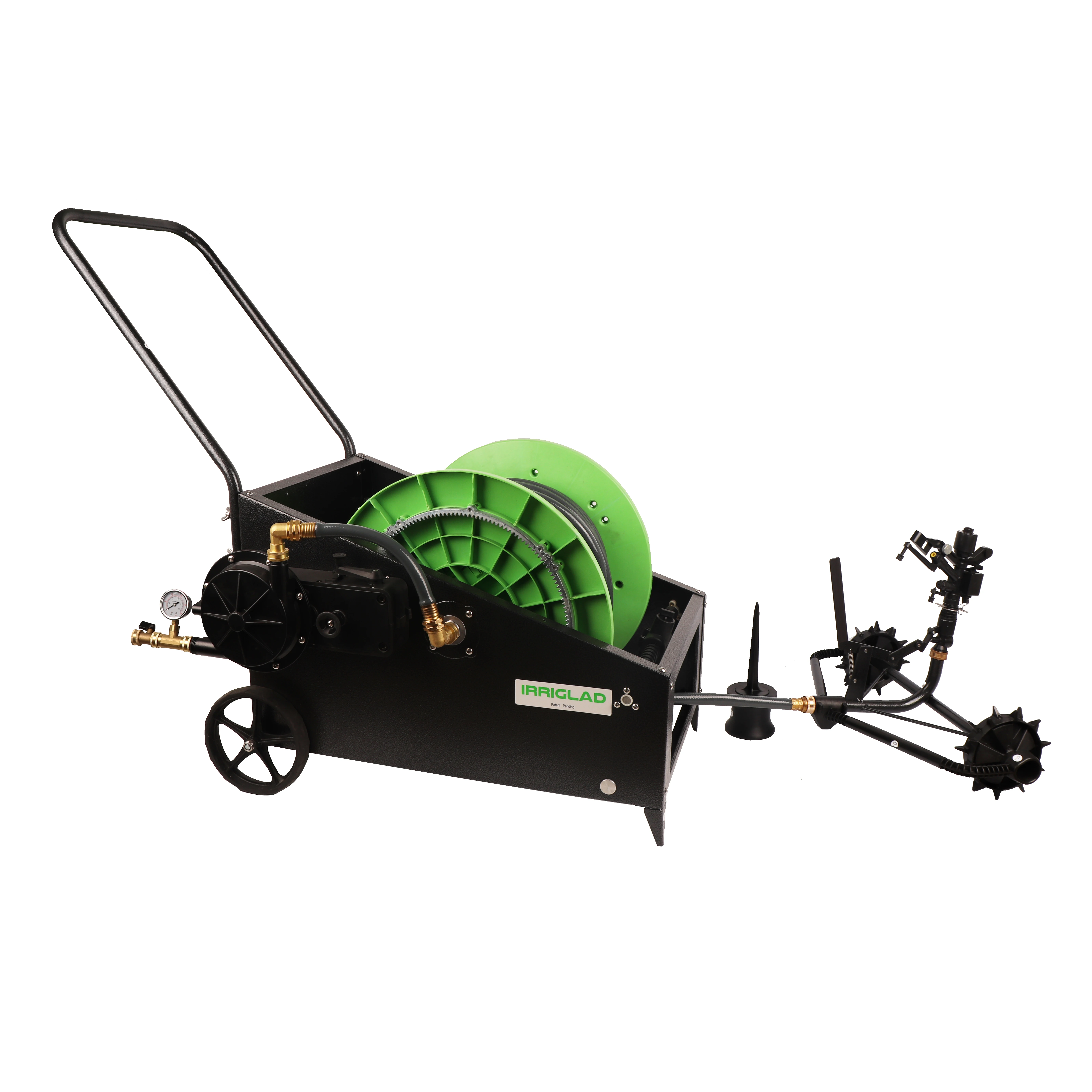 IRRIGLAD Agriculture Irrigation Metal 50m Automatic Rewind Water Hose Reel Cart for Garden Farm