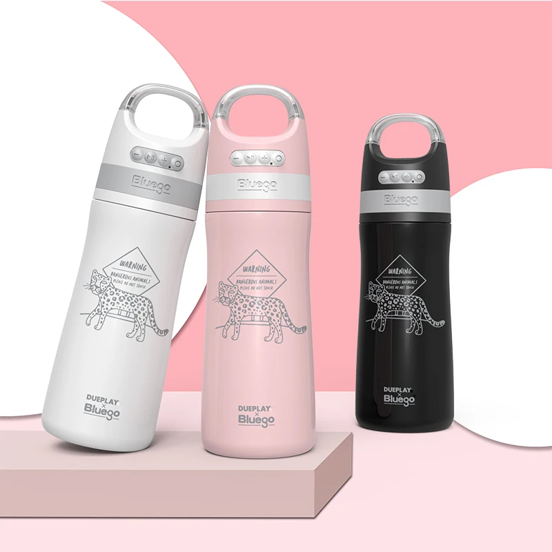 
Stainless steel Vaccum flask Insulated Portable smart music thermo cup water bottle with blue tooth mini speaker lights Shine 