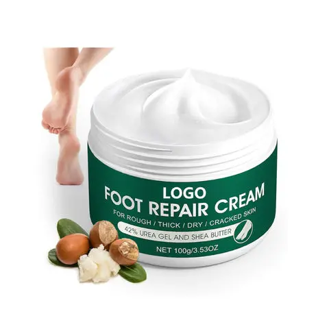 Private Label Hand And Foot Care Cream Peptide Whitening Repair Moisturizing Tea Tree Oil Urea 40% Foot Cream For Cracked Heels