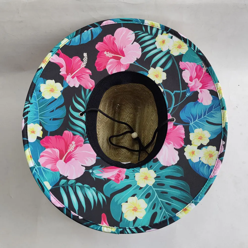 High Quality Custom Straw Bucket Hat Daily Use Embroidered Logo Summer Outdoor Beach Fishing Travel Printed Grass Ribbon