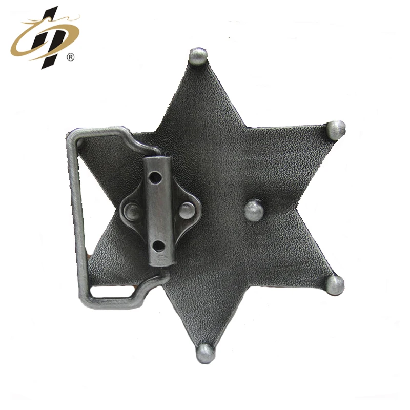 
Factory making custom antique metal star shaped sheriff belt buckle 