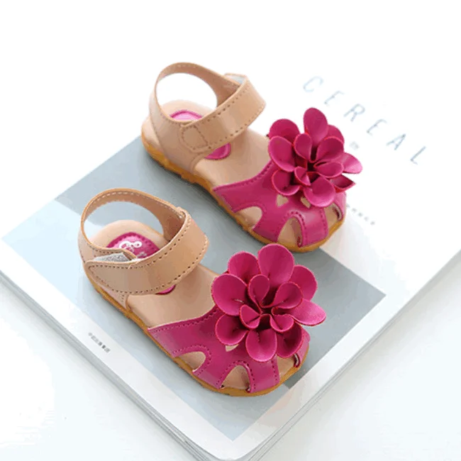 Summer Girls soft sole flower sandals Baby Non-slip Beach Shoes Kids Open Toe Flat Shoes wholesale