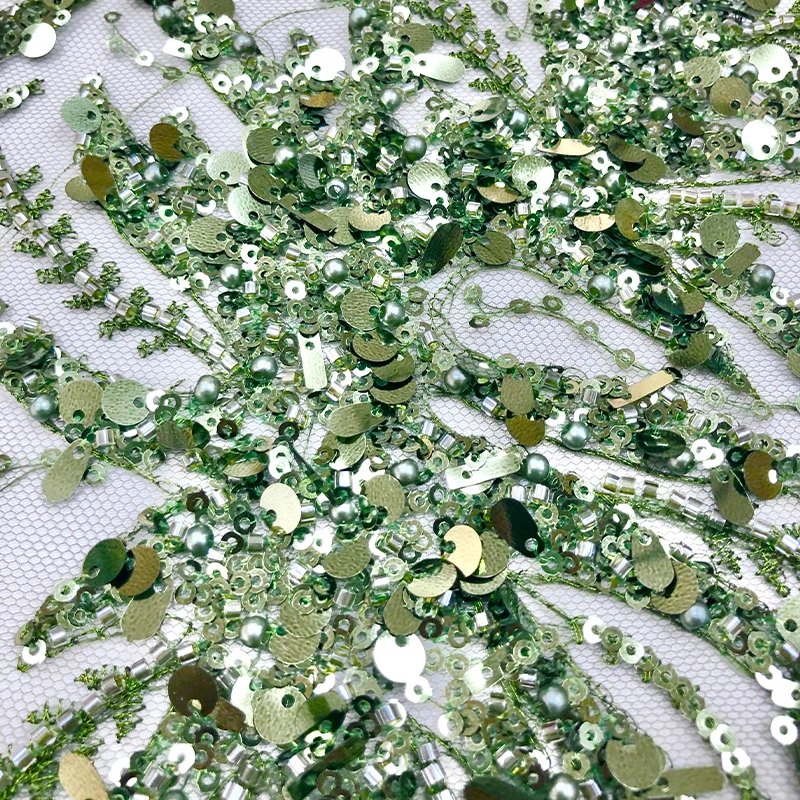 Soft Sequin Embroidery with 3D Flower French Lace Fabric for Wedding Bridal Lace Fabric