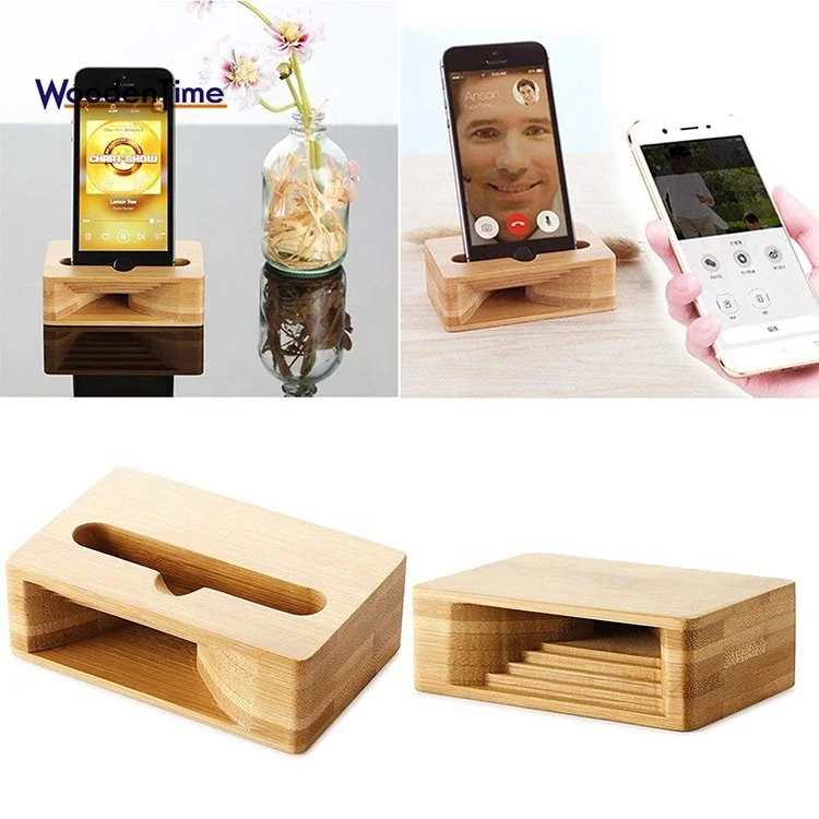 Bamboo Wooden Mobile Cell Phone Stand Desktop Tablet Holder For Phone Ipad