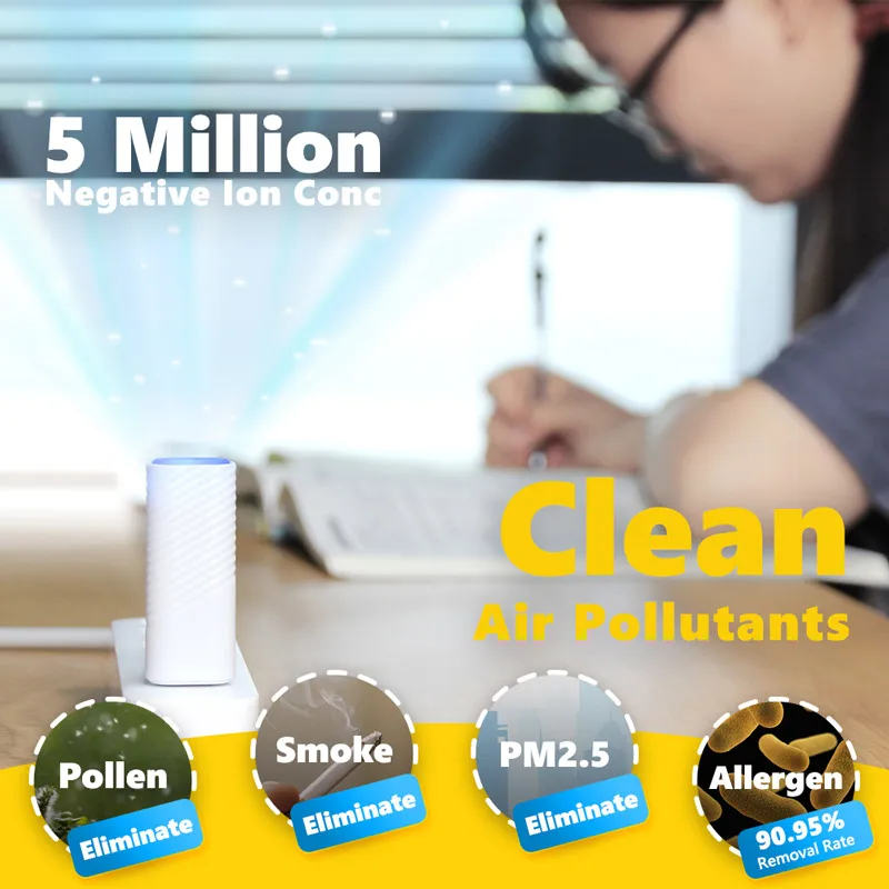 Mini Anion Car Air Cleaner Small Portable Negative Ion Office Computer USB Air Purifier