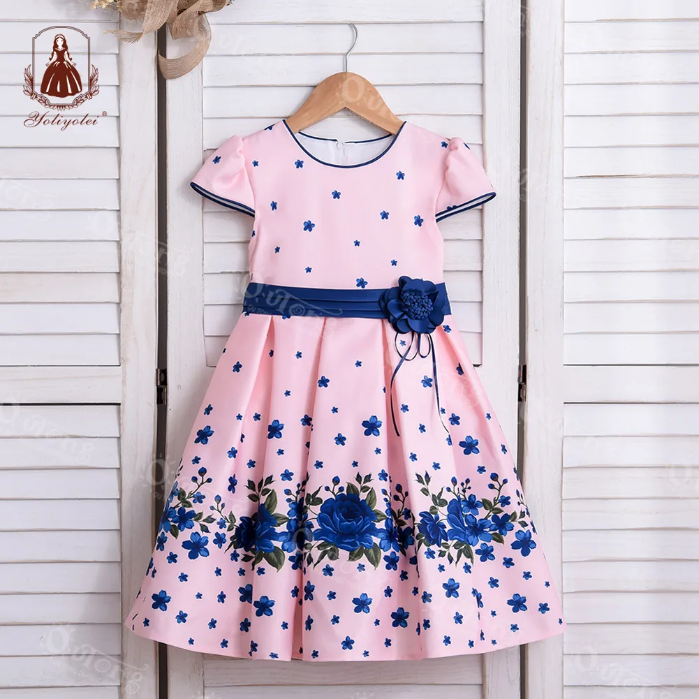 2022 Girl American Kids Dresses Filles Jupes Easter Baby Dress 7 Years Gown For Kids 7yr