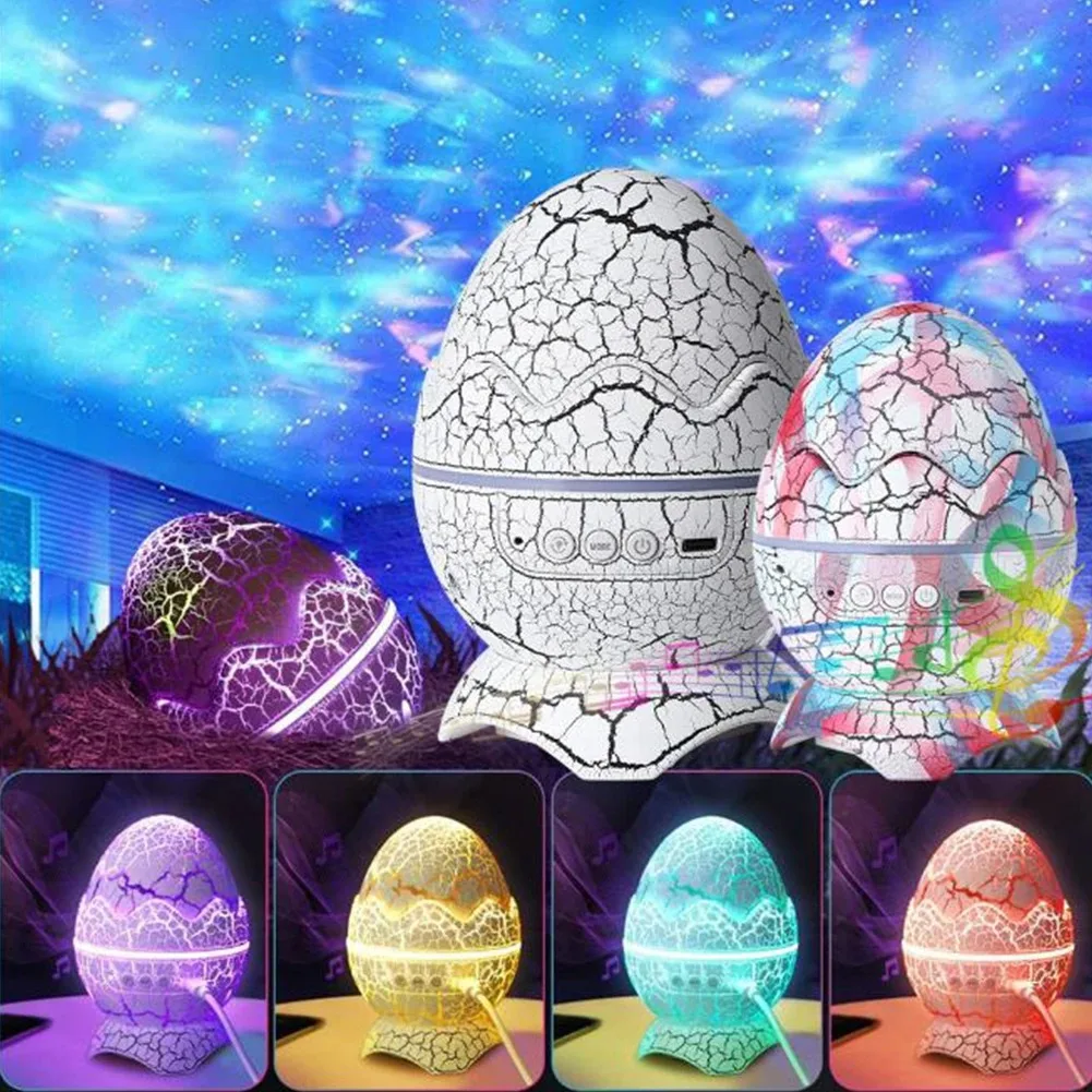 Bluetooth-Speakers LED Nebula Lamp Cute Gaming Room Decor Kids Gift Dinosaur Egg Shell Galaxy Projector Starry Sky Night Light