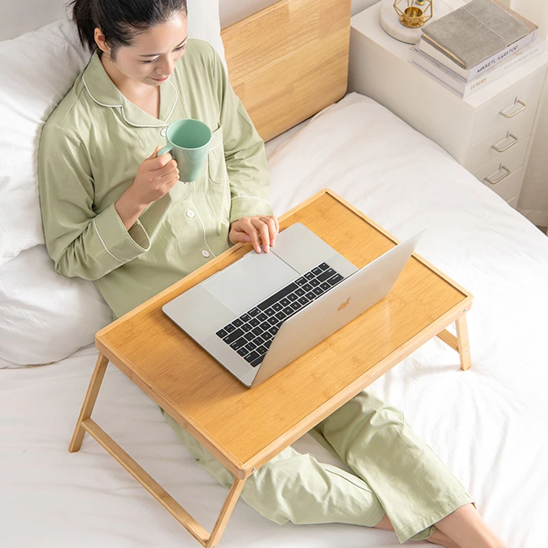 Wholesale Bamboo Laptop Multi-function Folding Desk Adjustable Portable Computer Desk Bed Desk Tablet Stand