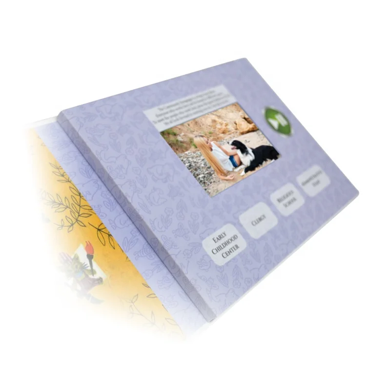 Video Customized 5 Inch Promotion Greeting Card/advertising Video Card IPS Screen Electronic Brochure Lcd Screen 5' Paper OEM