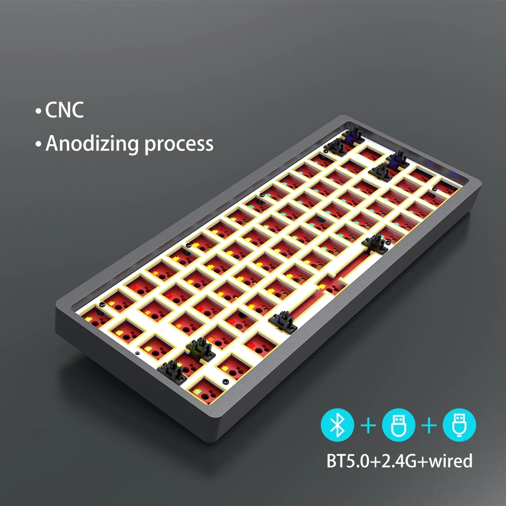 NACODEX AC064 RGB горячее переключение пользовательский DIY набор подходит для 60% клавиатуры PCB Монтажная пластина алюминиевый корпус (AC064