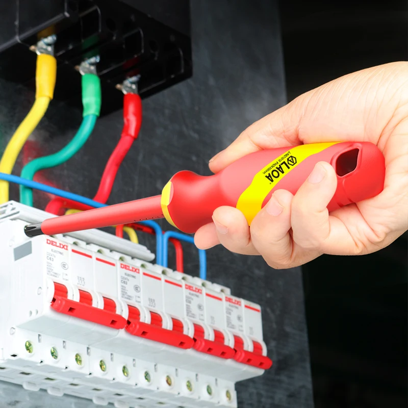 Набор изолированных отверток LAOA 8 шт., домашний инструмент для электромонтажа, изоляционный ток, плоская отвертка электрика