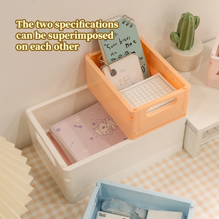 2022 Shunxing New Product Folding Storage Crate Box Portable Stackable Desktop Plastic Box Collapsible Box For Cosmetic Storage