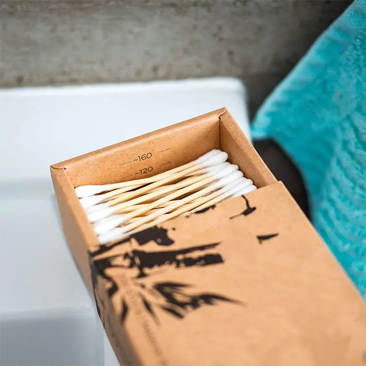 Zero Pollution 200pcs Double Round Head Recyclable Cotton Buds Cotton Swabs Bamboo Ear Buds for Cleaning