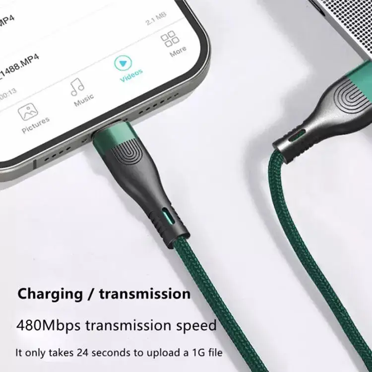 1M 2M Fast Charging Mobile Phone Cable Cord Nylon Braided 66W QC 3.0 Type C USB Data Cable