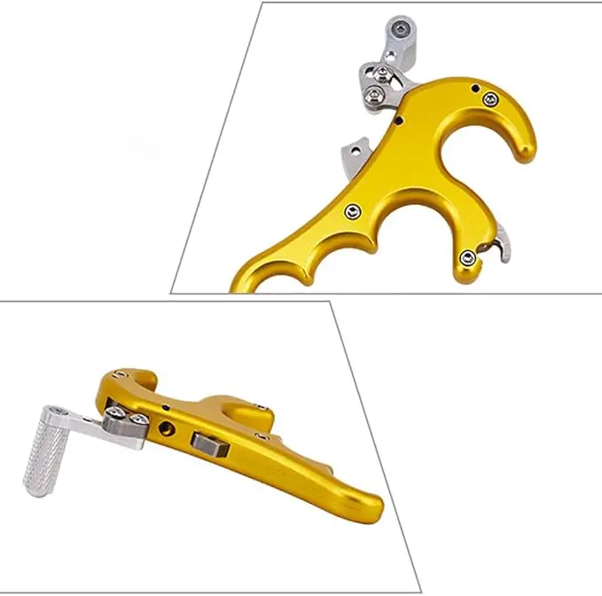 Peakout Archery 4 Finger Bow Release Aids Aluminum Alloy Thumb Triggers Grip Adjustable Release for Compound Bow Hunting