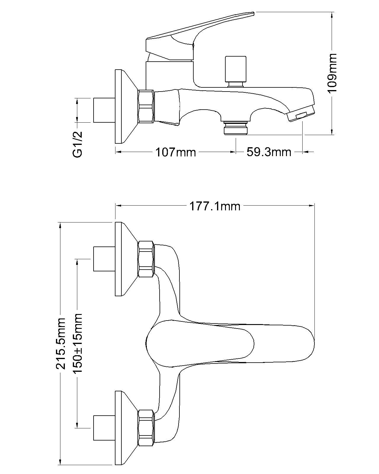 Economic Free Standing Cooper Single Handle Brass Bath and Shower Faucets Bathtub Faucet Shower Mixer Taps
