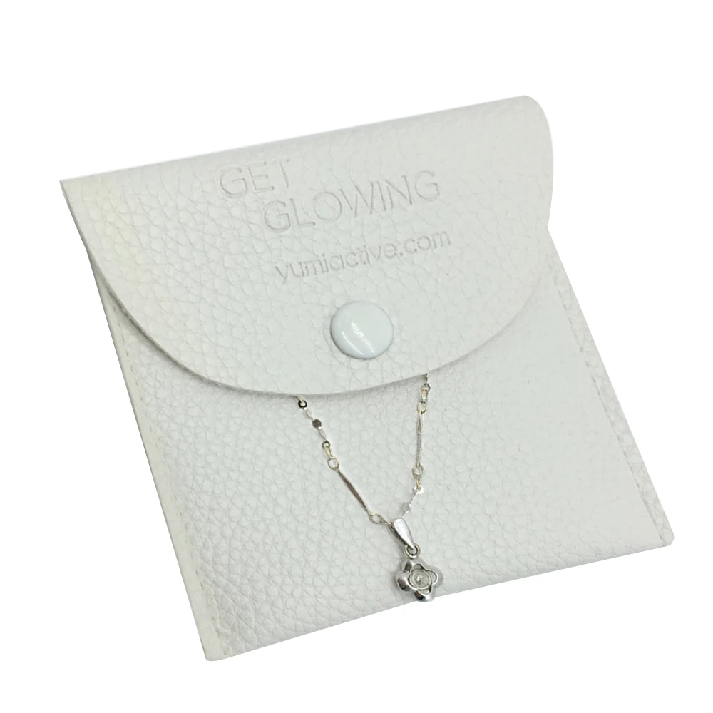 
custom logo embossed gold foil jewelry packing bag PU leather jewellery envelope pouches 