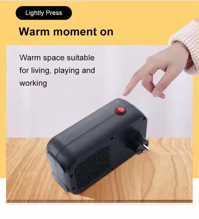 Portable 900W LED Lamp Heater PTC Heating Element Mini Hanging Wall Plug-In for Bedroom Decor Desktop Installation