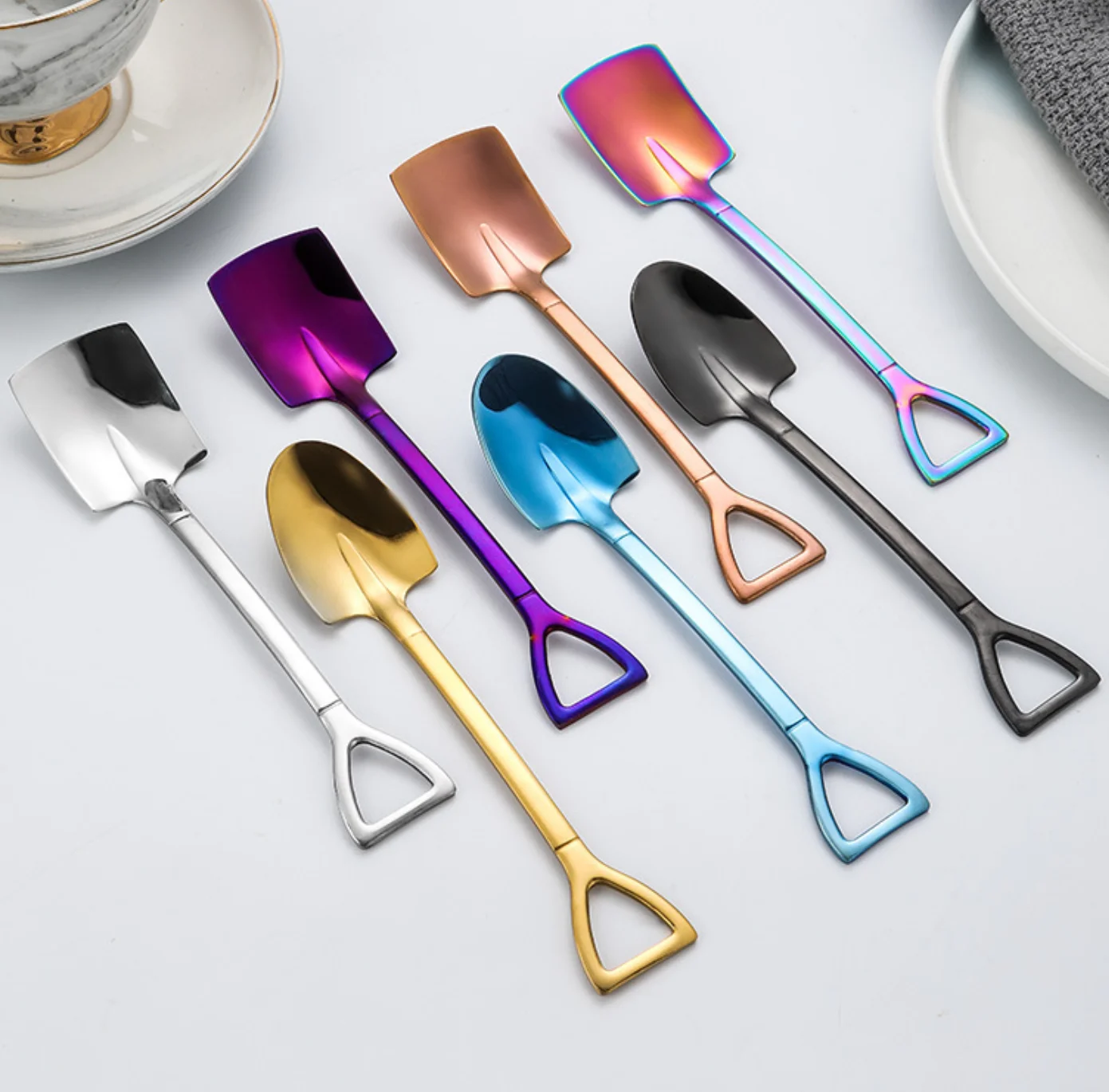 NEW giveaway novelty Stainless steel dessert spoon wedding favor promotion gifts Heart-shaped tasting spoon gold coffee spoon