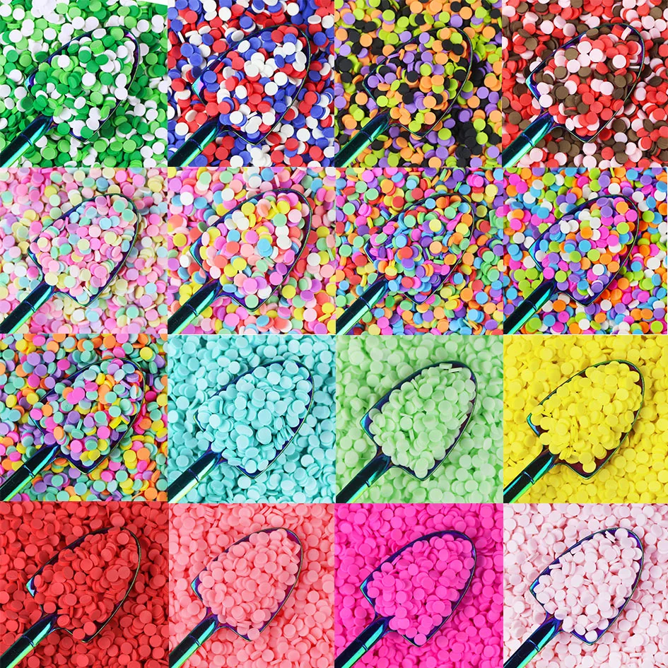1KG Wholesale 5MM Assorted Color Round Dots Circles Shape Polymer Clay Slices Sprinkles For Slime