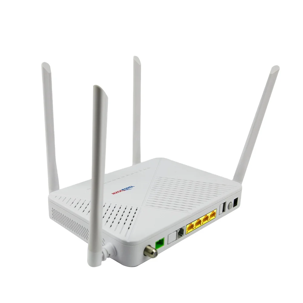 Best price WSR4 4 antennas XPON EPON GPON ONT 4GE+CATV+VOIP+5 dbi dual band WIFI router fiber optic  ONU