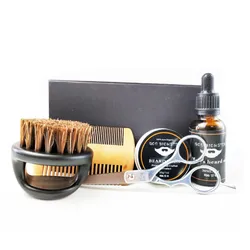 Custom logo Beard Care Set 100% Natural Wild Boar Bristle Beard Cream And Oil  Private Label High Quality Beauty Kit