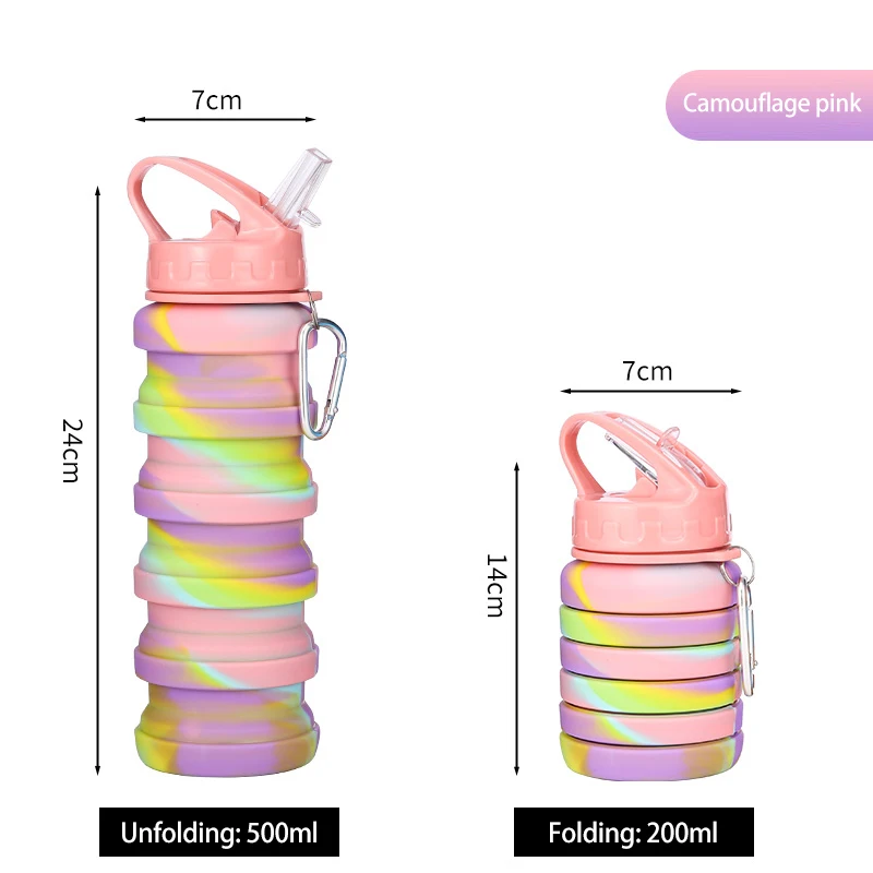 Factory price direct sale of silicone folding water bottles can be customized color silicone material water bottles