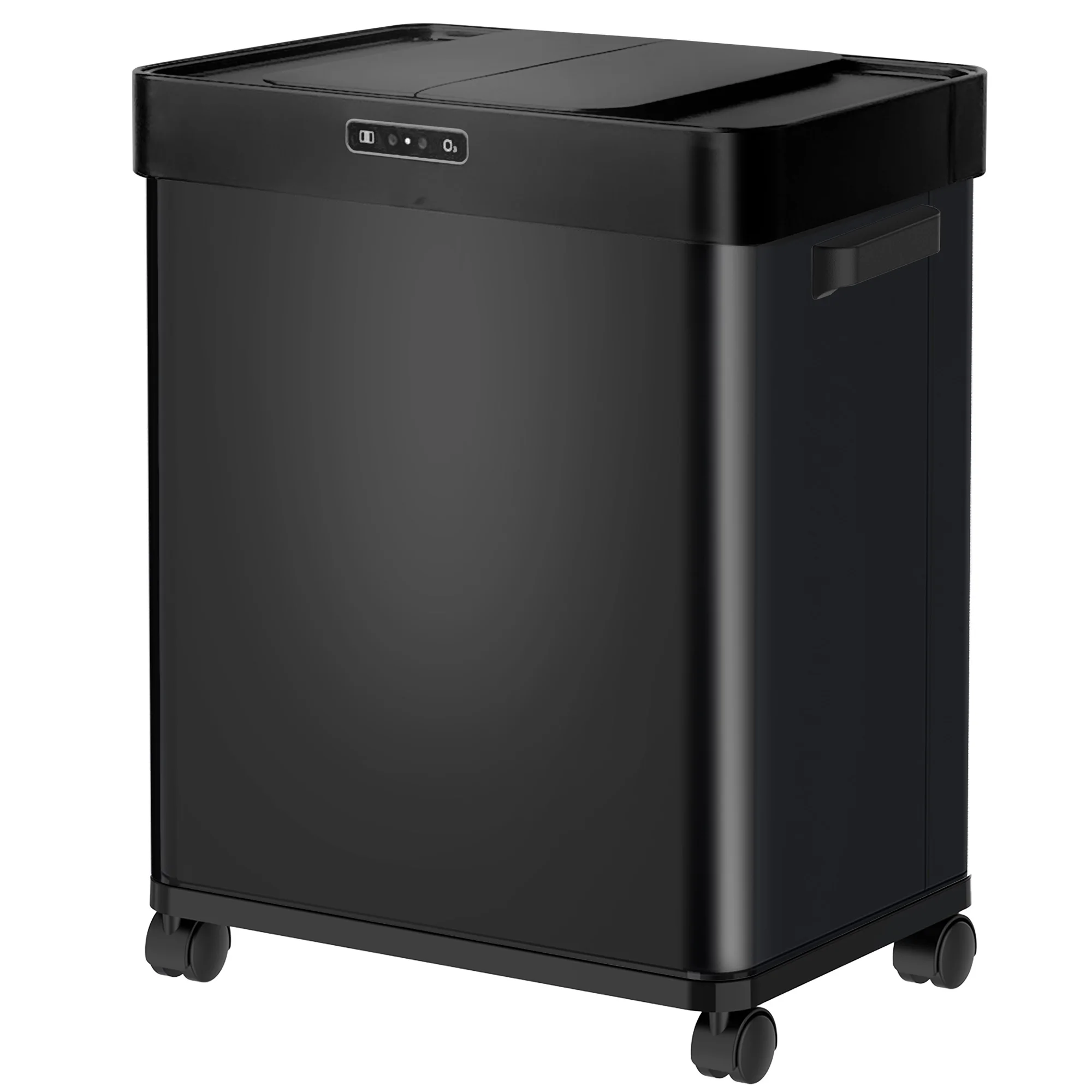 50L New Black Automatic Trash Can with wheels Big Double Slide Pulley Kitchen Garbage Bin smart kitchen bins