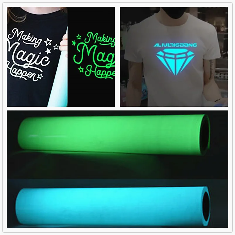 Glow In The Dark Pu Htv Luminous Fruit Green Vinyl For Textile Pattern Heat Transfer Dtf Energy Luminescent Material