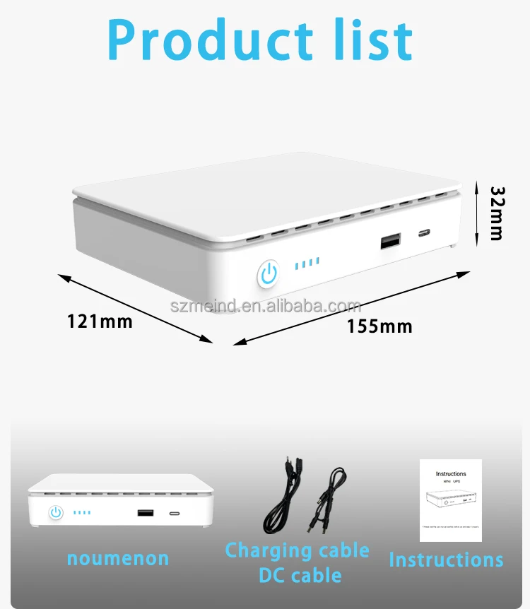M1550 Mini Ups 6 Output Port 12v 9v 5v 2a Mini Dc Ups Lithium Battery Single Phase Networking Gua 5v /9v & 12v/24v Meind 0.4kg