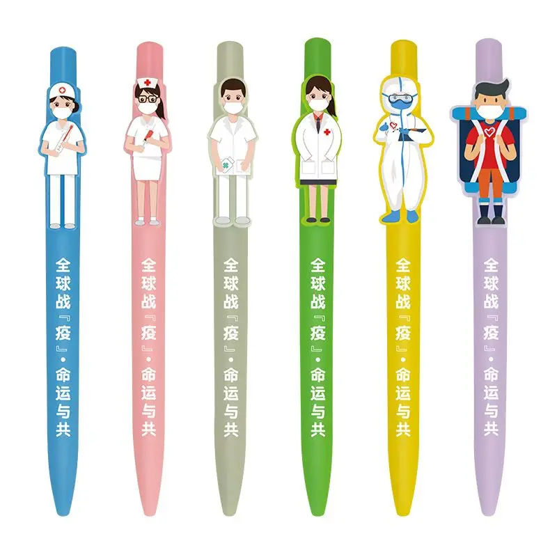 figure ball pen Custom logo promotional nurse or doctor clip design character pen