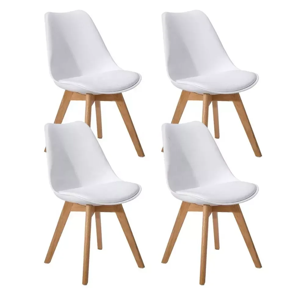 Modern Furniture Restaurant Dining Room Leisure Tulip PP Plastic Dining Chair with Solid Beech Wood Legs