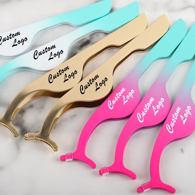 Wholesale Eyelash Applicator,Private Label Glitter False Eyelashes Tweezer Gold Rose Gold Eyelash Applicator